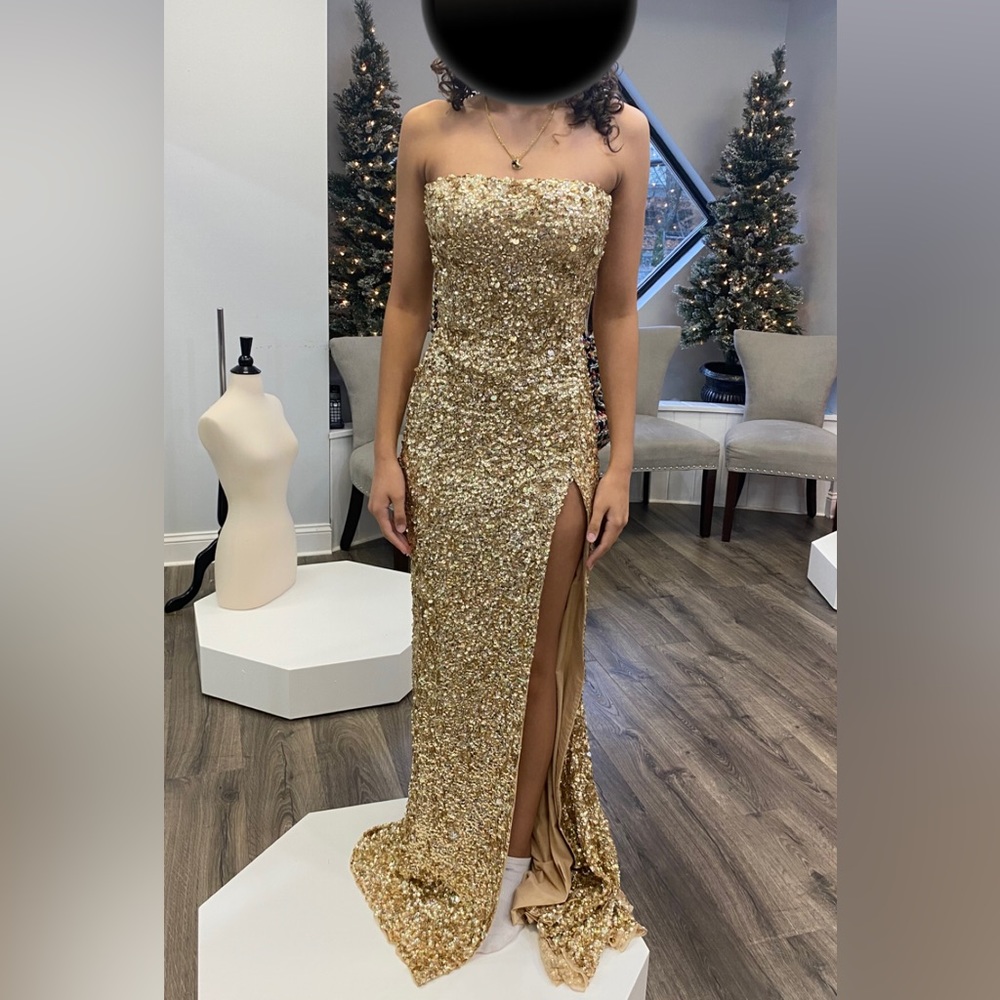 Gold Sequin Prom Dress - Picture 2 of 2